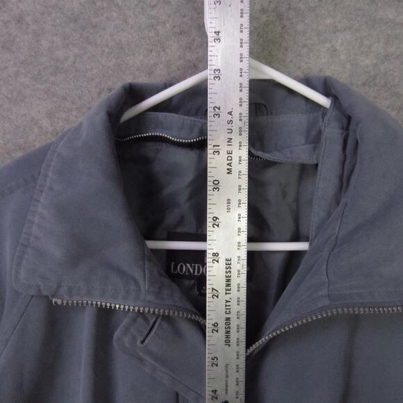 London Fog Jacket Mens Large Blue Gray Full Zip Elastic Waist Raglan Casual - Picture 3 of 7